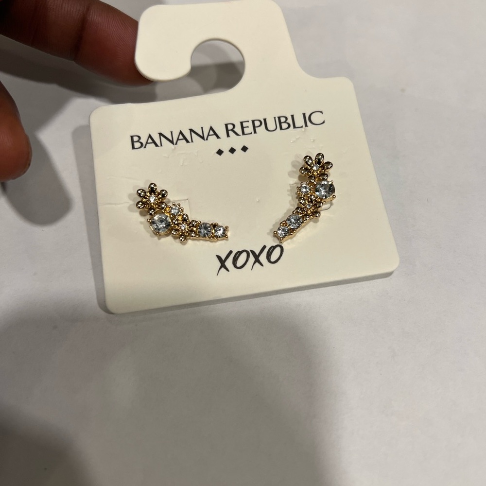 Banana Republic Gold and Silver Floral Cluster Earrings